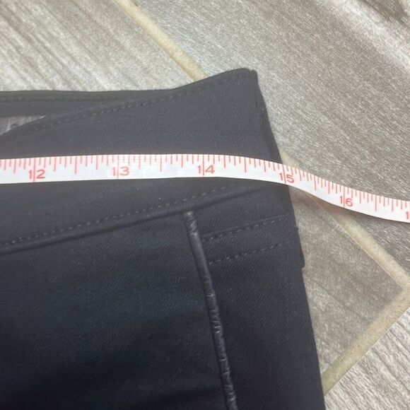 Rag & Bone 27" Black Denim Leather Trim Moto Straight Leg Jeans Pants Stretch - Picture 8 of 9